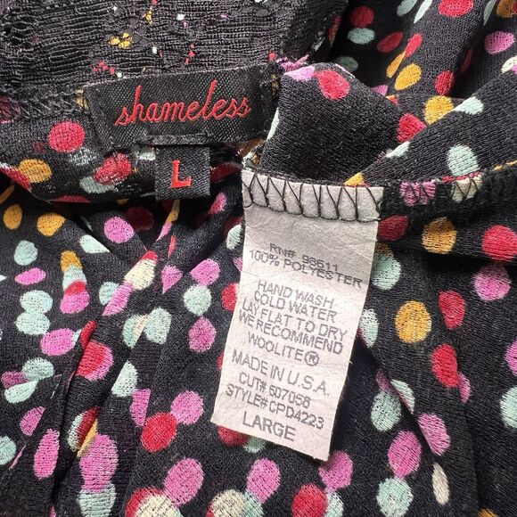 Shameless Mesh Babydoll Top Size L Polka Dot Lace Trim Light Weight Feminine Y2K - Picture 3 of 6